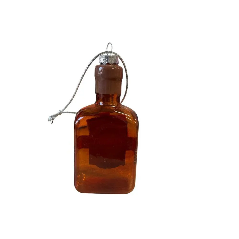 Glass Whiskey‎ Bottle Christmas Ornament Single Malt Premium Quality Brown Gold